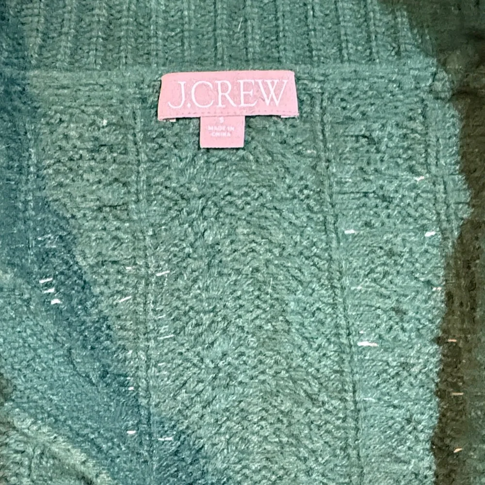 Like NEW J.Crew Green Cable Knit Cardigan Sweater - Picture 7 of 7